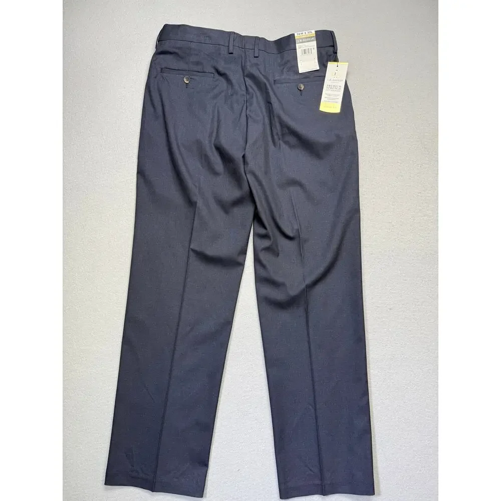 Haggar Men's Classic Fit Premium Stretch Suit Pants Navy 36x32 $100